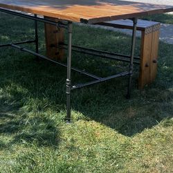 Industrial Style Bar Height Wooden Table
