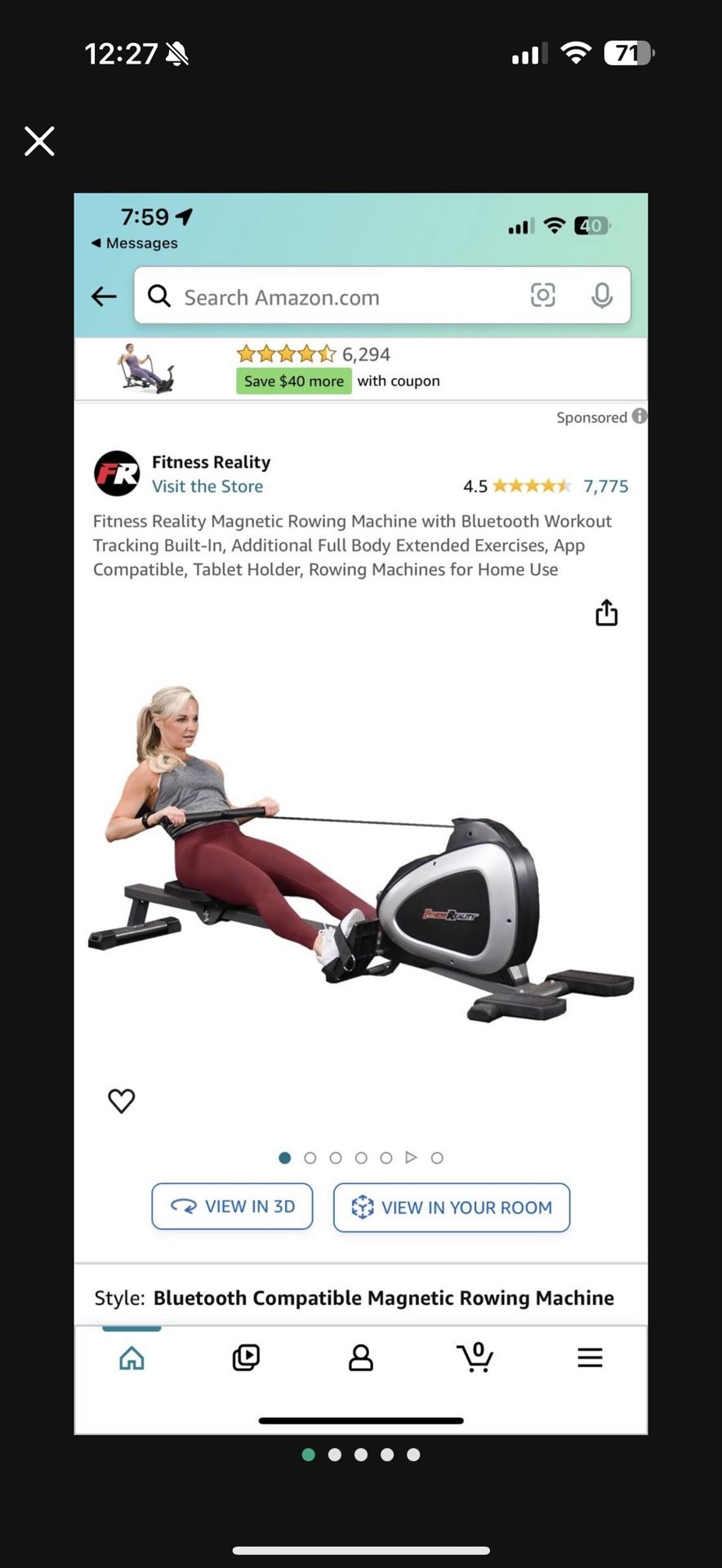 Rowing Machine Fitness Reality/$100