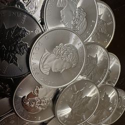 10 - 1 Oz Silver Canadian Maple Leafs .9999 Fine Silver More Avaible