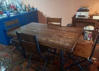 Table with chairs and bench