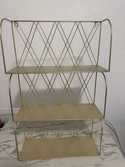 Gold Metal Wire 3-Tier Shelf