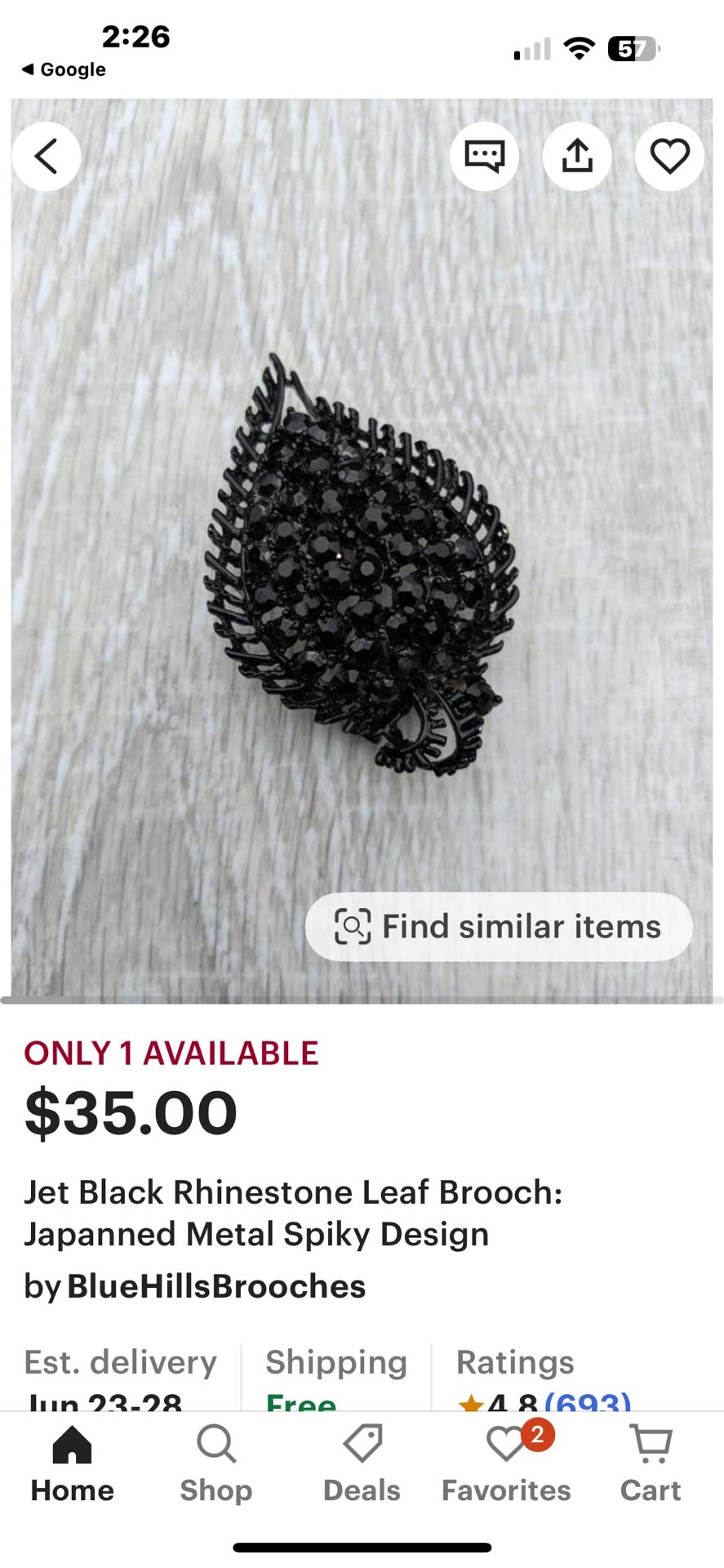Vintage Black Brooch From Japan