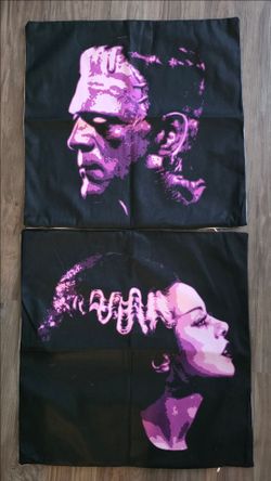 *Brand New* Frankenstein & Bride Halloween Goth Gothic Horror Scary Pillow Covers