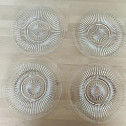 4 KIG Glass Diamond Cut Clear Dinner Plates 10” Diameter Malaysia 