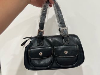 Black faux leather mini purse