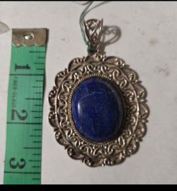 Vintage Style blue lapis lazuli sterling silver filigre pendant Culver City area