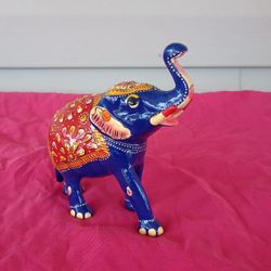 Elephant Made By Metal, Meenakari Embossed Elephant Sculpture