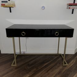 2-Drawer Console Table Black/Wood