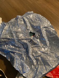 Blue Sequin Christmas Tree Skirt