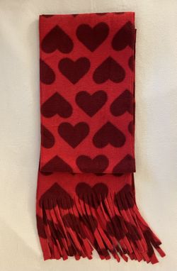 Red Scarf With Heart Design 