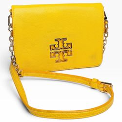 Tory Burch Yellow Pebbled Leather Crossbody Bag