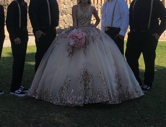 Vestido para quiceañera rose gold y champagne