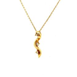 14k Diamond Wavy Pendant Necklace 