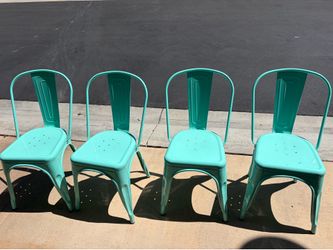 Teal metal chairs