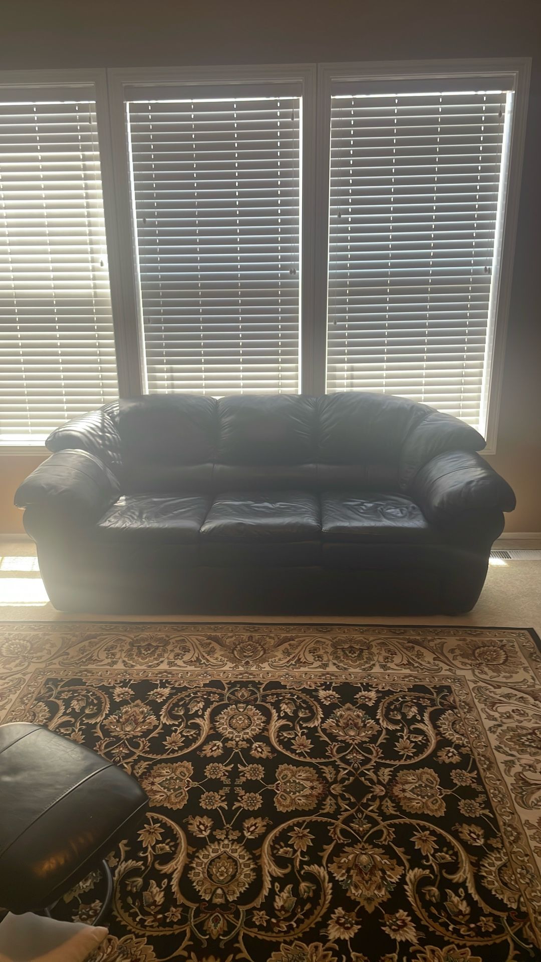 Black Leather Couch – Great Condition, Comfortable