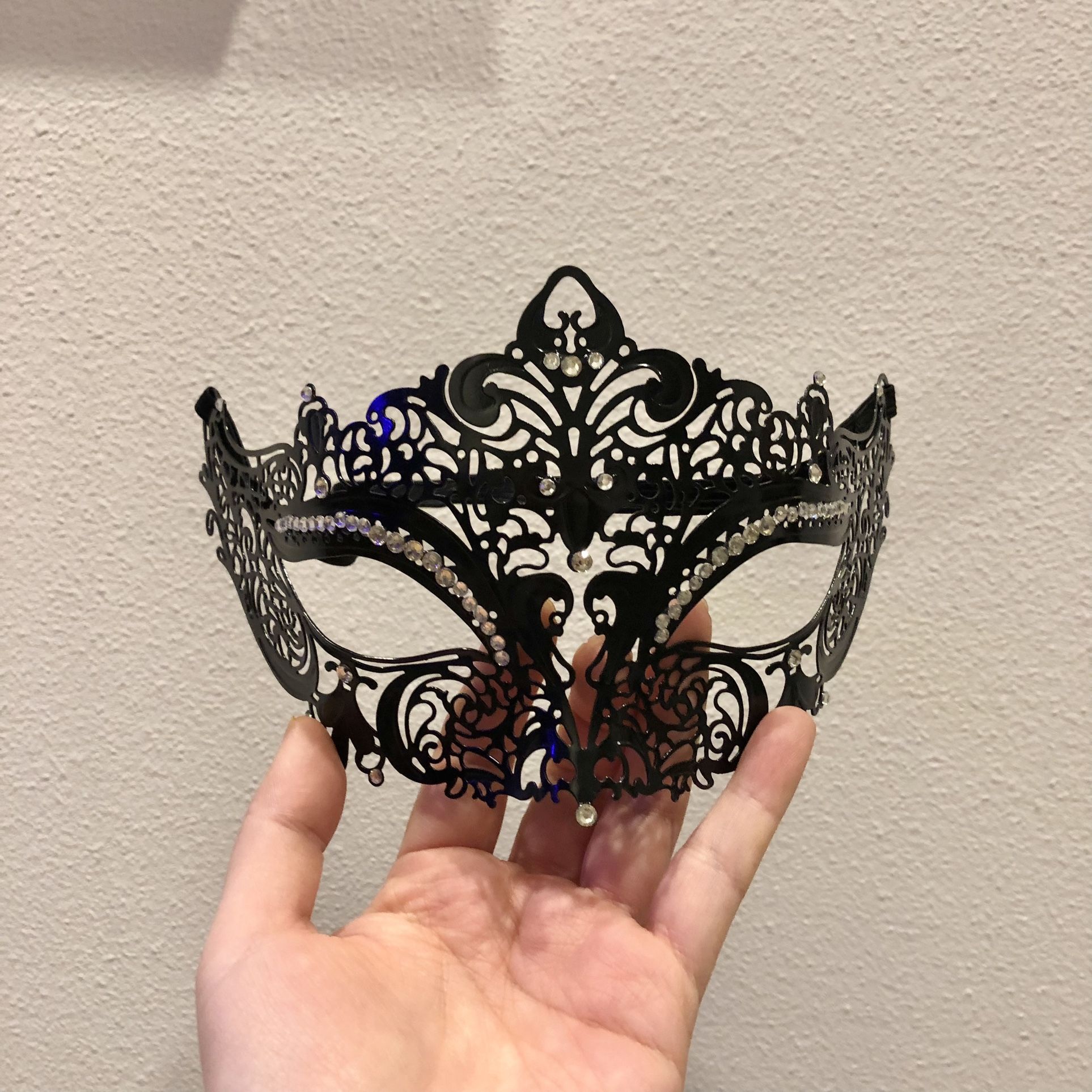 Black Lace Masquerade Mask Light weight Metal Halloween Mask