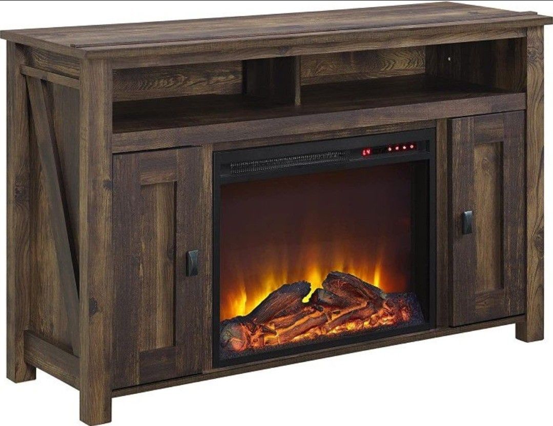 Ameriwood Home Farmington Electric Fireplace TV Console for TVs up to 50"-Rustic