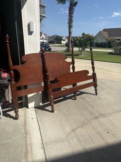 56.5” Solid Wood Full Size Headboard/Footboard. Scratches/Dings. Great for a project redo/ bench/etc