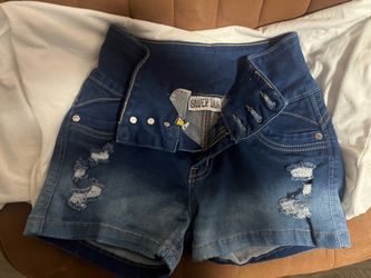 Silver Diva High-Waist Distressed Denim Shorts