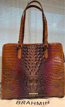 Brahmin Croc-Embossed Leather Tote Bag