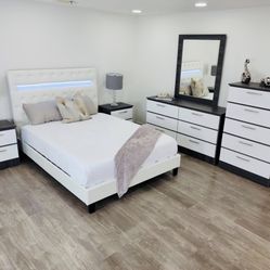 BEDROOM SET 6pcs Mattress Set Included JUEGO DE HABITACIÓN CON SU COLCHÓN INCLUIDO TODO NUEVO EN SU CAJA 