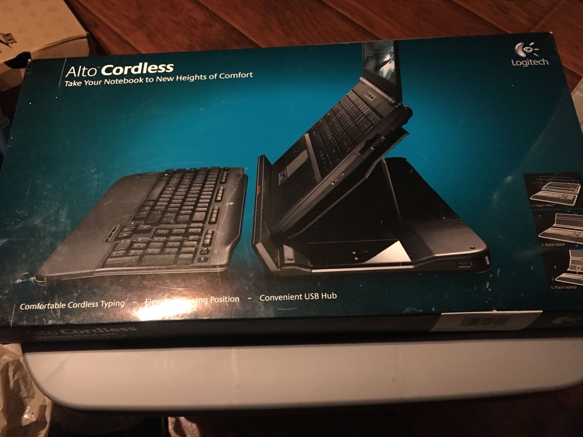 Logitech Alto Notebook Stand with Cordless Keyboard & USB Hub