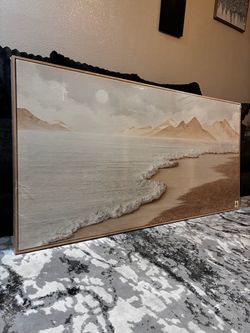 (Brand New)Large Framed Coastal Landscape Canvas Wall Art