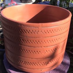 Terracotta Pot With Epoxy Repair: 14.5” W x 11”H