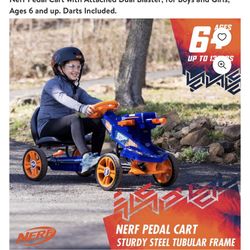 BRAND NEW Nerf Pedal Cart with Attached Dual Blaster, for Boys and Girls, Ages 6 and up