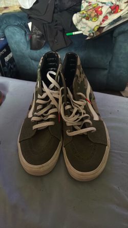 VANS Green Camo Suede Lace-Up Sneakers Men's US 9 EU 42 UK 8