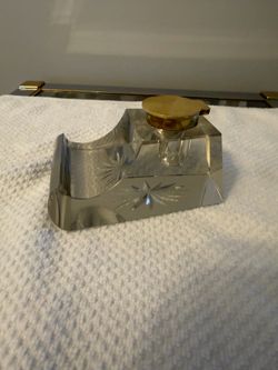 Antique crystal inkwell