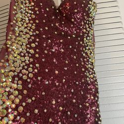 Burgundy Sequin Mermaid Dress- Strapless 