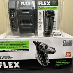 FLEX 24V Brushless 30 Degree Framing Nailer With Battery & Charger 