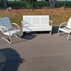 Vintage 1950s Porch Glider And Chairs Set