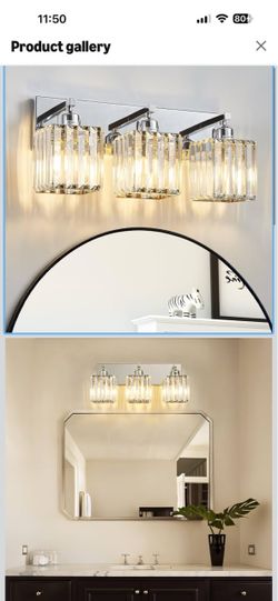 Modern Bathroom Vanity Light 3-Lights Modern Chrome Crystal Bathroom Light Fixtures Over Mirror Chrome Vanity Lighting Crystal Wall Sconce
