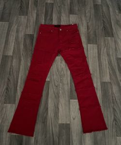Red stack jeans