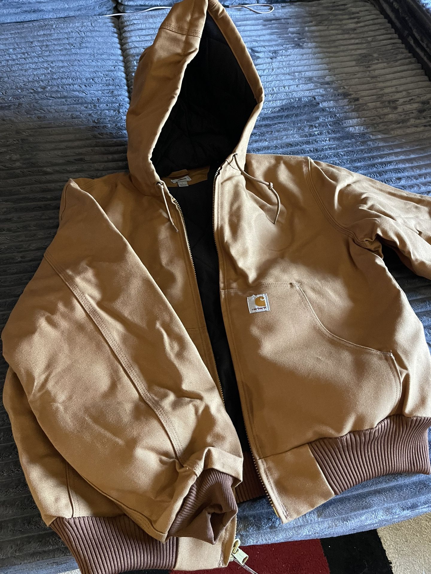 Carhartt Brown Mens Hooded Jacket Coat Size L