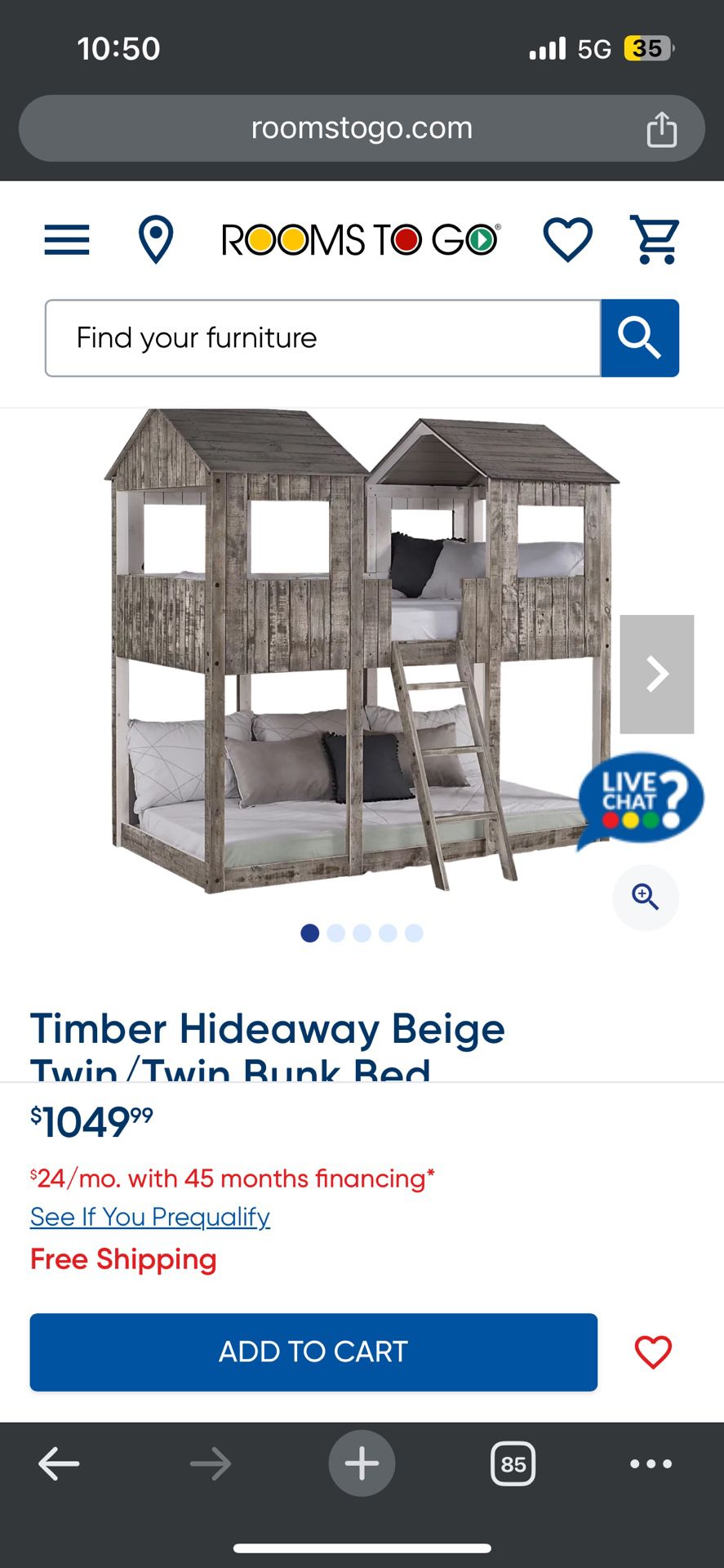 Timber Hideaway Beige Twin/Twin Bunk Bed
