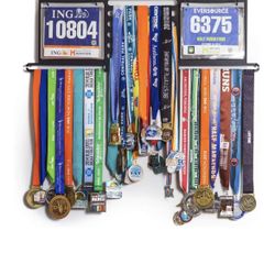 Gone For a Run Deluxe BibFOLIO+ Race Bib & Medal Display | Wall Mounted Medal Hanger 