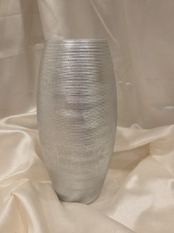 Brushed Silver Textured Vase