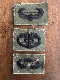 VINTAGE US Army COMBAT PARACHUTIST Sew On Vietnam OD Olive Drab Era BDU Woodland