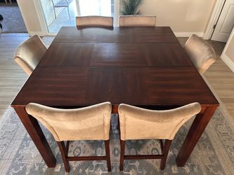 Dark Brown Table & 6 Chairs