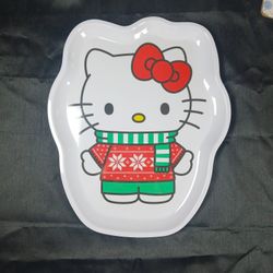 Hello Kitty Holiday Christmas Sweater Character Shaped White Melamine Platter