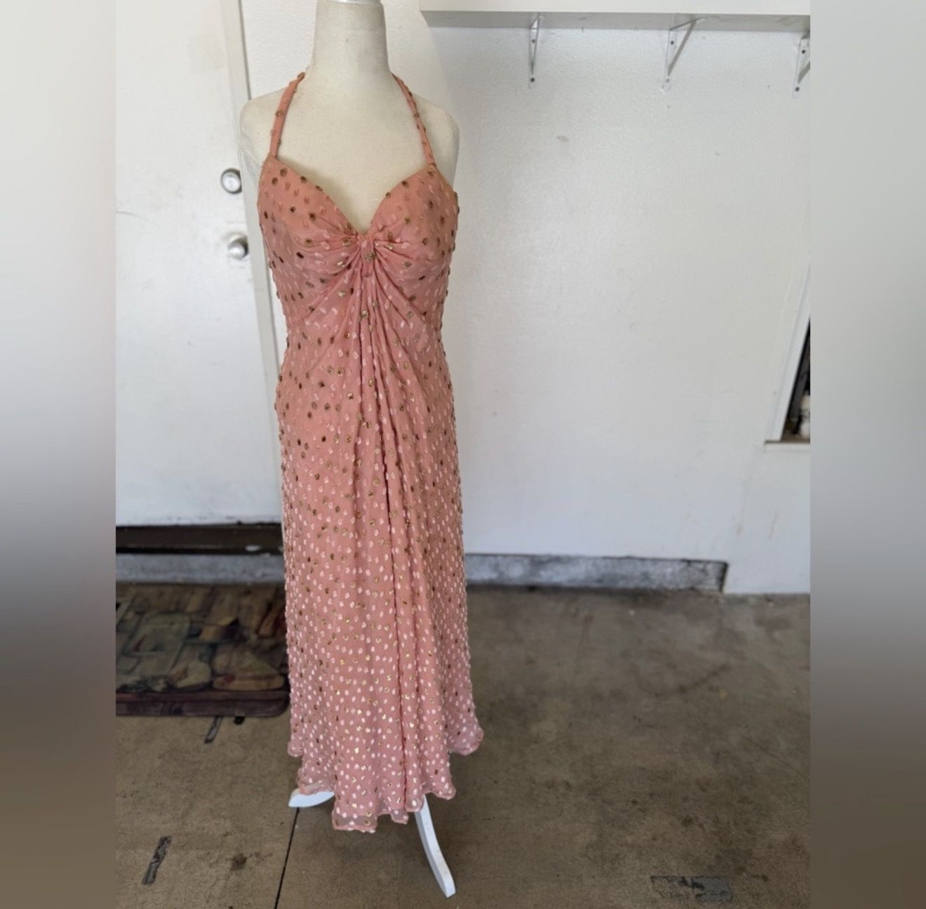 Chic Pink Dress with Gold Details