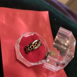 Leopard Stainless Steel Ring Sz8
