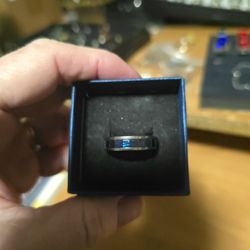 Size 10 Stainless Steel Band With Blue Stones