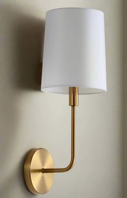 Nice Pair (2) Safavieh Jaxson Wall Sconce Light Brass/White Shade FFE258-337