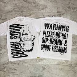 Cough Syrup Warning Tee — "Do Not Sip Drank & Shoot Firearms" | Size M | Brand New 