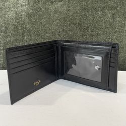 Bosca 1911 Men’s Black Leather Wallet - 8 Pockets w/ ID Pass case 