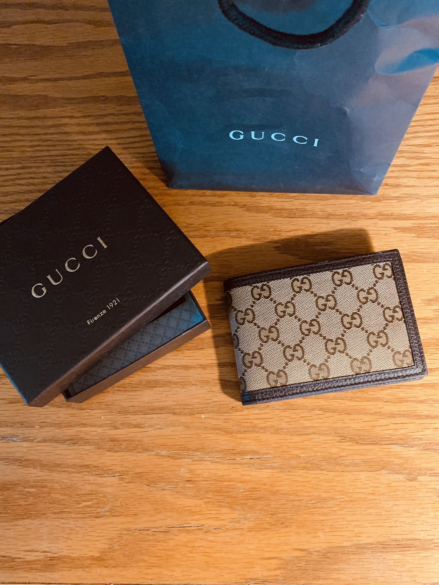 Gucci Wallet 292(contact info removed) Men's Bi-Fold with Coin GG CanvasBrown New